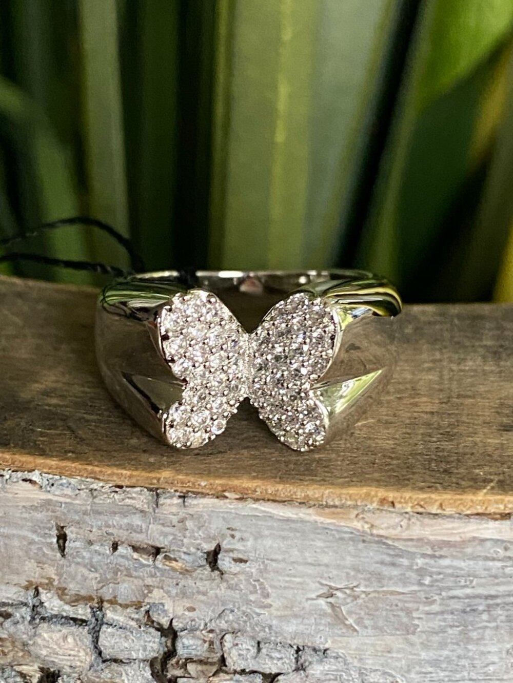 Fifth Avenue Sterling silver Pave CZ Butterfly Statement Ring S 8 NWT